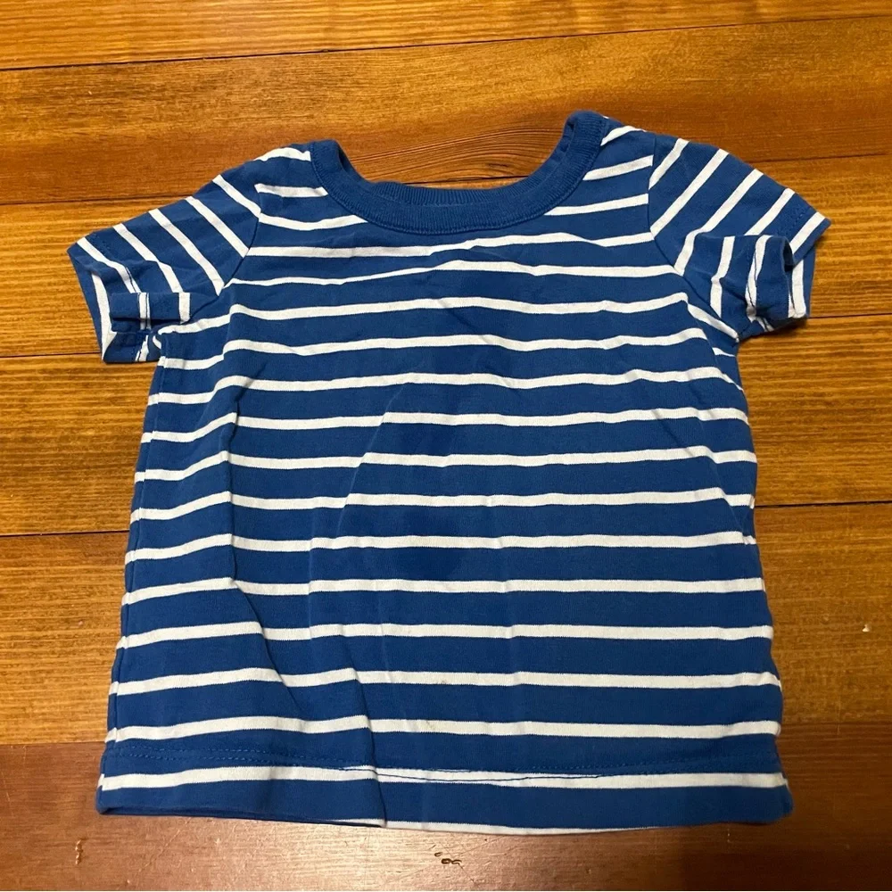 Hanna Andersson Blue Striped Tops & Blue Zip Hoodie Set Size 12-18 Months